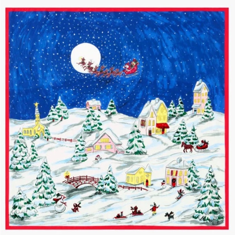 Talbots Christmas Silk Scarf